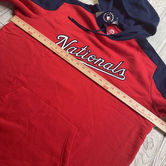 Washington Nationals Hoodie Mens XL Red Script Spellout Sewn Fleece Majestic New - Picture 8 of 11